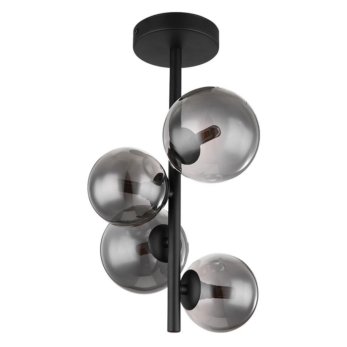 LED DECKENLEUCHTE Metall Glas Schwarz Rauchfarben 4-Flammig - Schwarz, Glas (23.5/23.5/40cm) - Globo Lighting