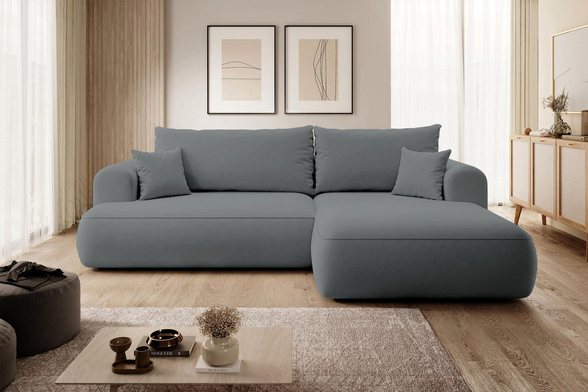 ROHOVÁ pohovka Ovo, tmavě šedý samet - černá/tmavě šedá, textil/plast (165/260cm) - Selsey