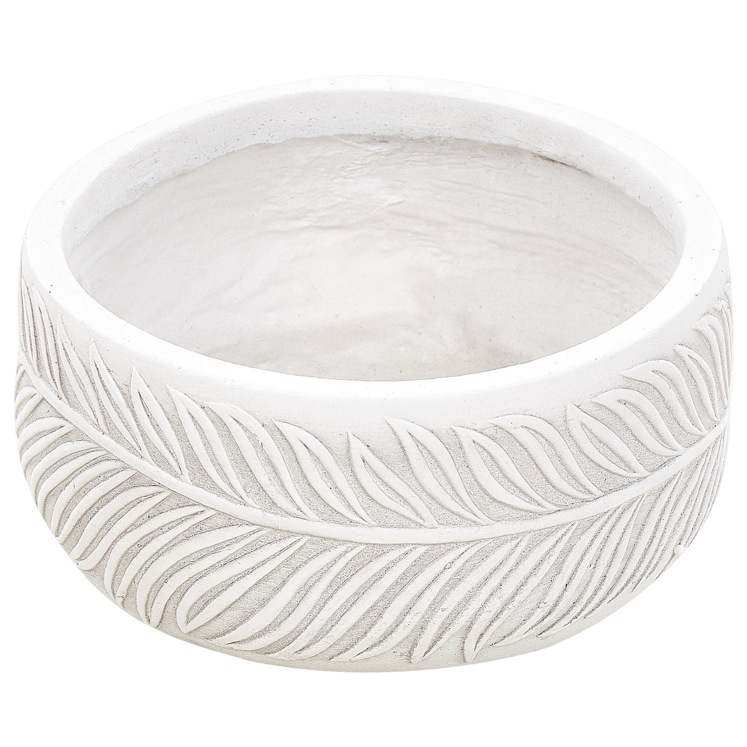 BLUMENTOPF cremeweiß rund 25/25/14 cm Ftero - Weiß, Naturmaterialen (14cm) - Beliani