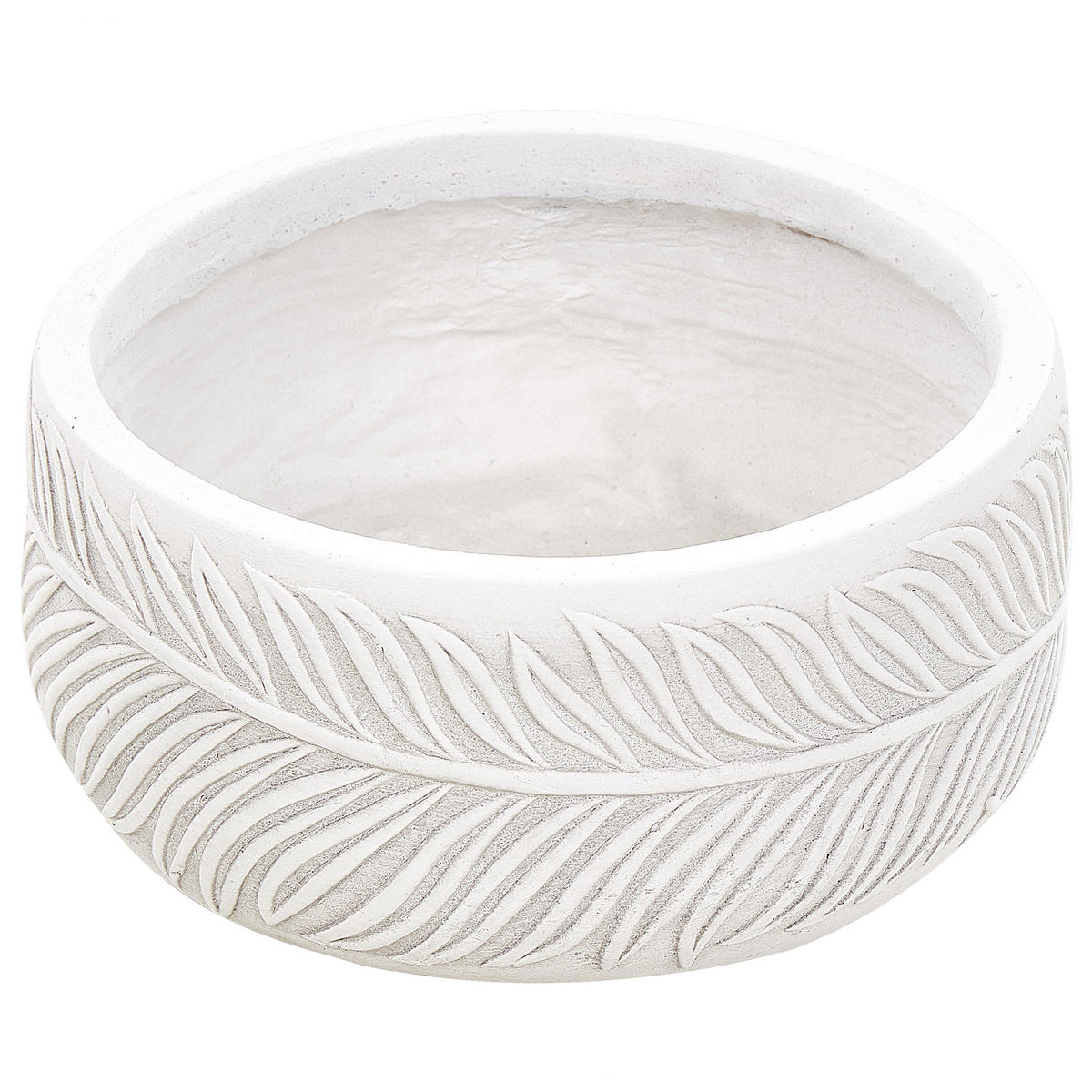 BLUMENTOPF cremeweiß rund 25/25/14 cm Ftero - Weiß, Naturmaterialien (14cm) - Beliani