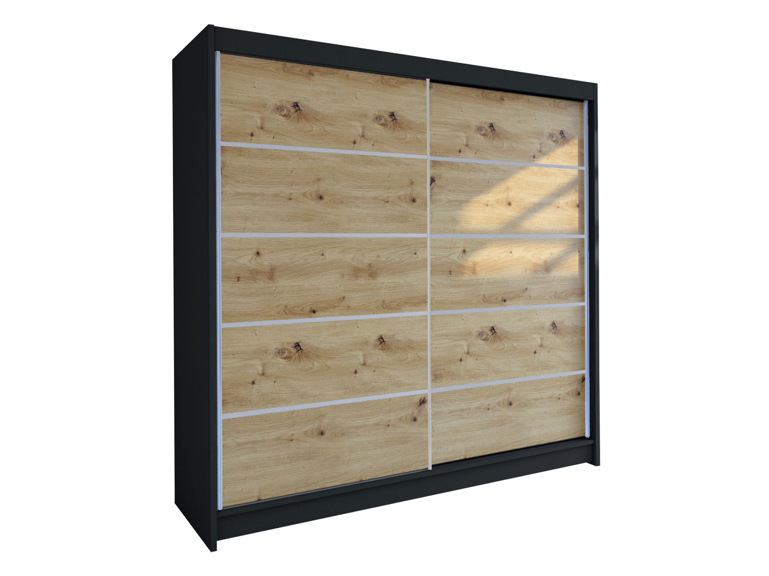 SCHWEBETÜRENSCHRANK Talin IV - Silberfarben/Braun, Holzwerkstoff/Metall (180/215/58cm) - MIRJAN24