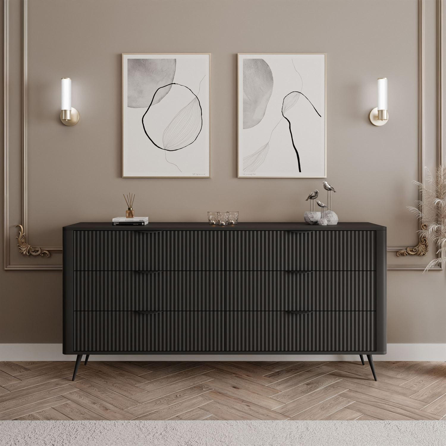 Thumbnail - Lookway Sideboards, Schwarz, Holzwerkstoff, 163x81x38 cm, Wohnzimmer, Kommoden & Sideboards, Sideboards