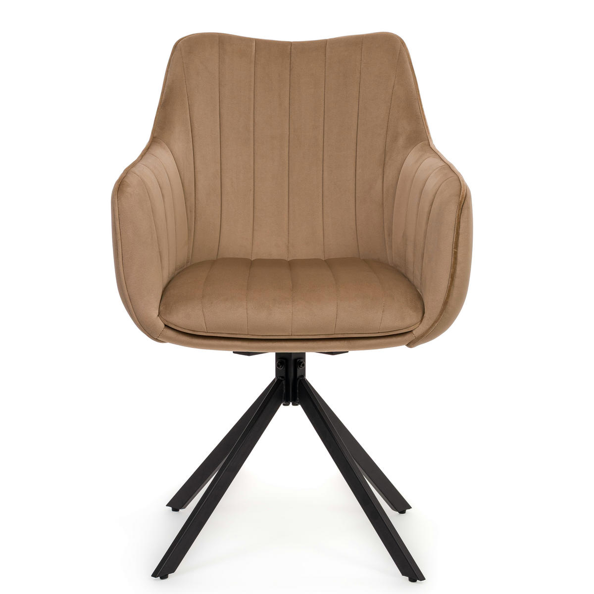 STUHL PIANO drehbar gepolsterter mit Steppung - beige - Velour - Beige/Schwarz, Textil/Metall (59/88/61cm) - NEW HOME