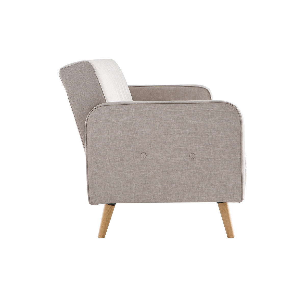 SOFA Verstellbar 3-Sitzer Skandinavisches Design Naturfarbe ULLA - Naturfarben, Textil (82.5/80.5/205cm) - Miliboo