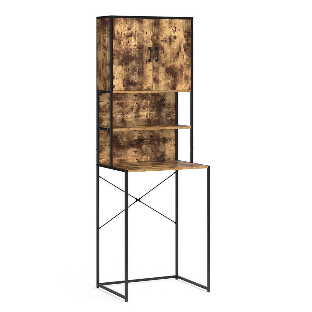 WASCHMASCHINENSCHRANK Fyrk Eiche rustikal 64 x 189 cm - Wildeiche/Schwarz, Holzwerkstoff (64/189/48cm) - Vicco