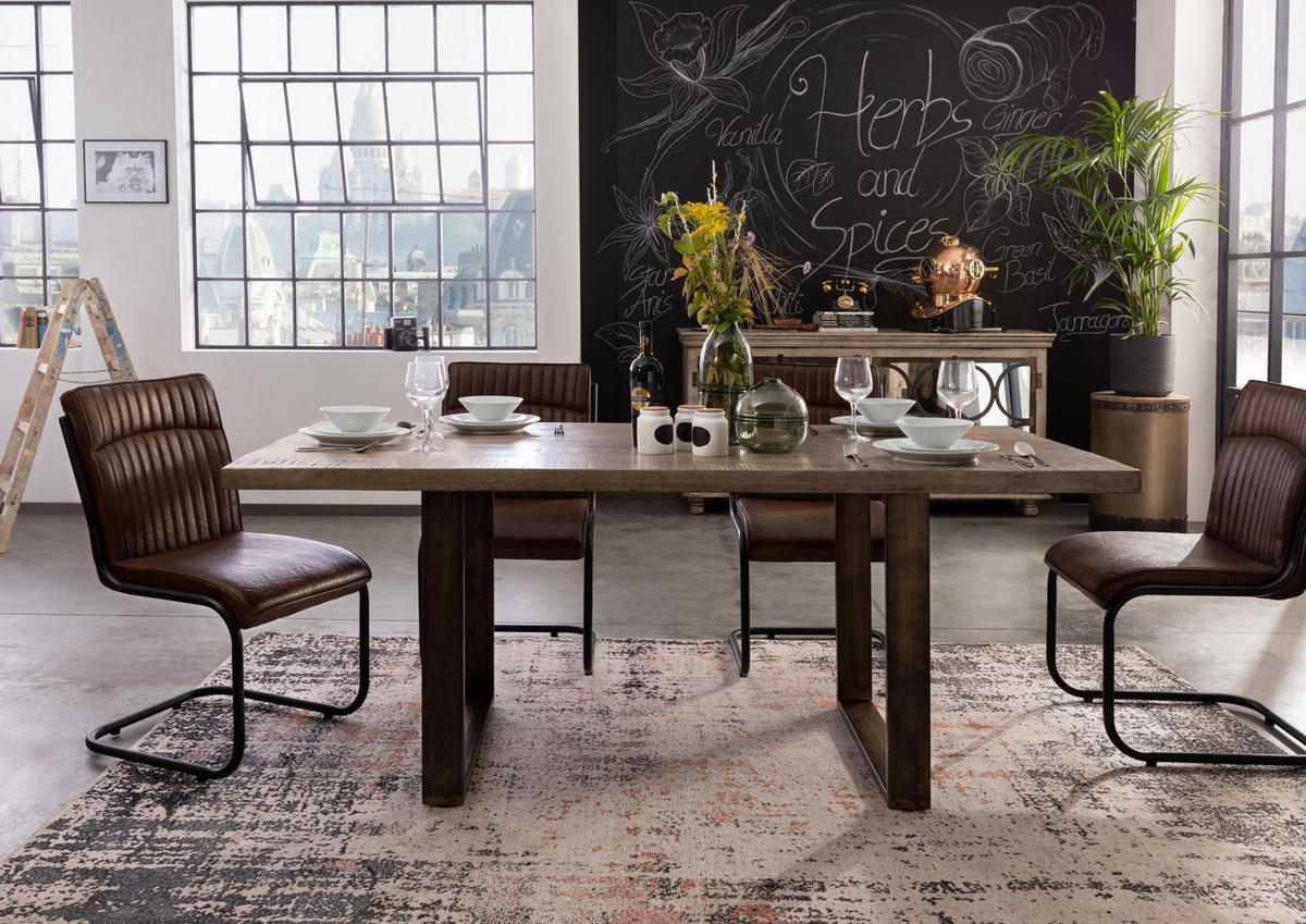 ESSTISCH Mango 190x90x76 braun lackiert HEAVY INDUSTRY #201 - Braun, Holz (190/90/76cm) - Massivmoebel24