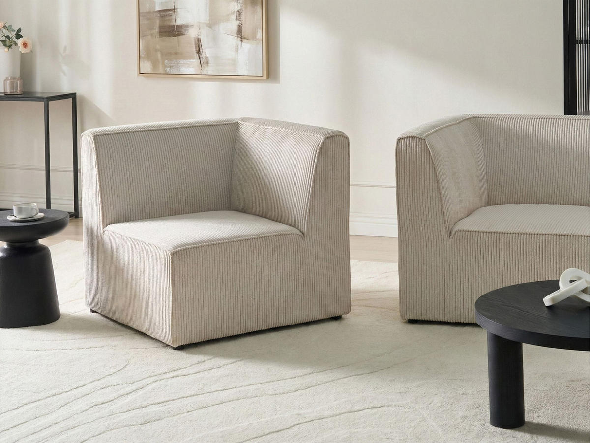 ECKMODUL Cord Beige rechtsseitig Lemvig - Beige, Textil (83/78/83cm) - Beliani