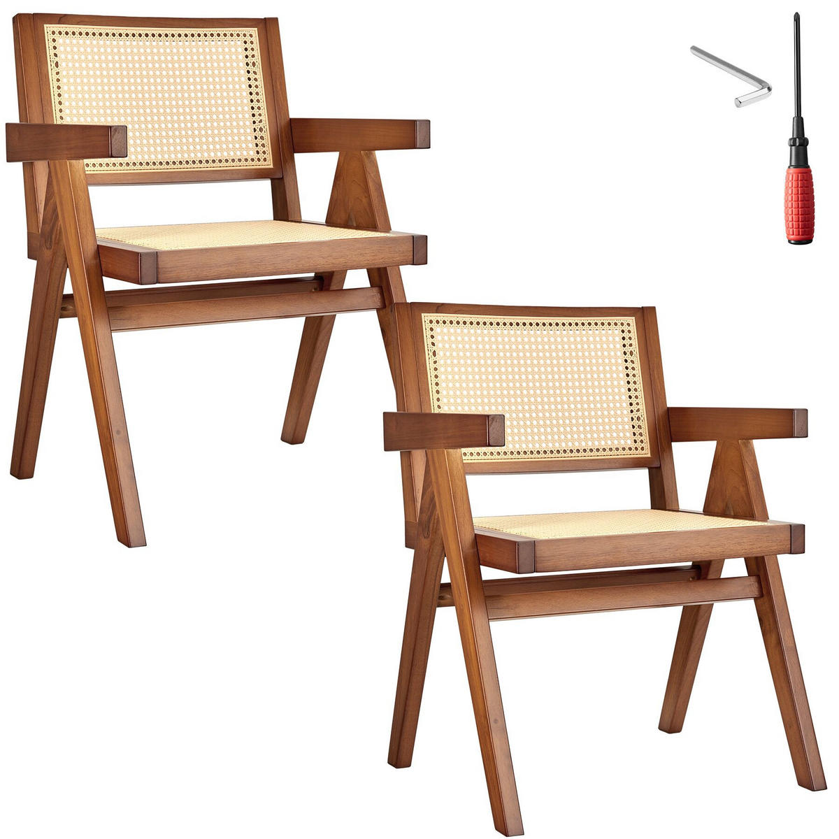 ARMLEHNSTUHL 2er Set Lissy,59 x 56,5 x 82,5 cm, Belastbarkeit 120 kg,Eiche dunkel - Wildeiche, Holz (59.5/82.5/56.5cm) - tectake