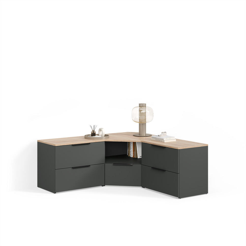 WOHNWAND Piave Anthrazit 3 Teile - Anthrazit, Holzwerkstoff (68/50/68cm) - Livinity®