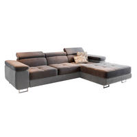 ECKSOFA ELMA R-S Grau Velours-Stoff mit Schlaffunktion - Grau, Holz (280/205cm) - MASSENO