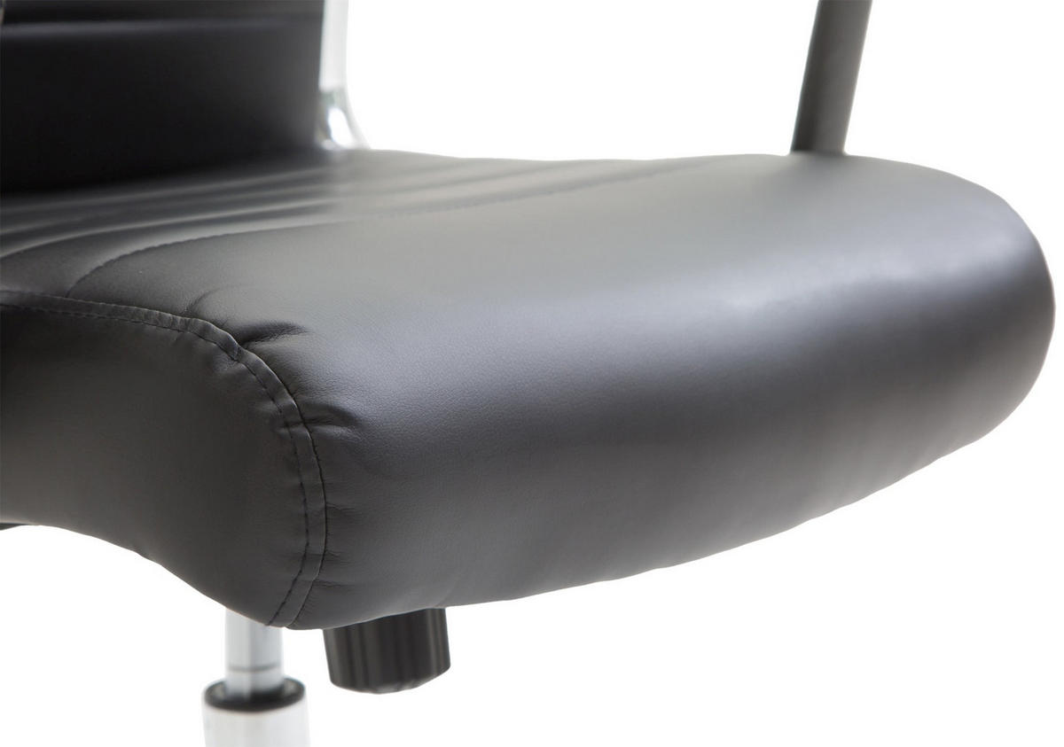 DREHSTUHL Lederlook schwarz - Chromfarben/Schwarz, Textil/Metall (58/105/66cm) - CLP