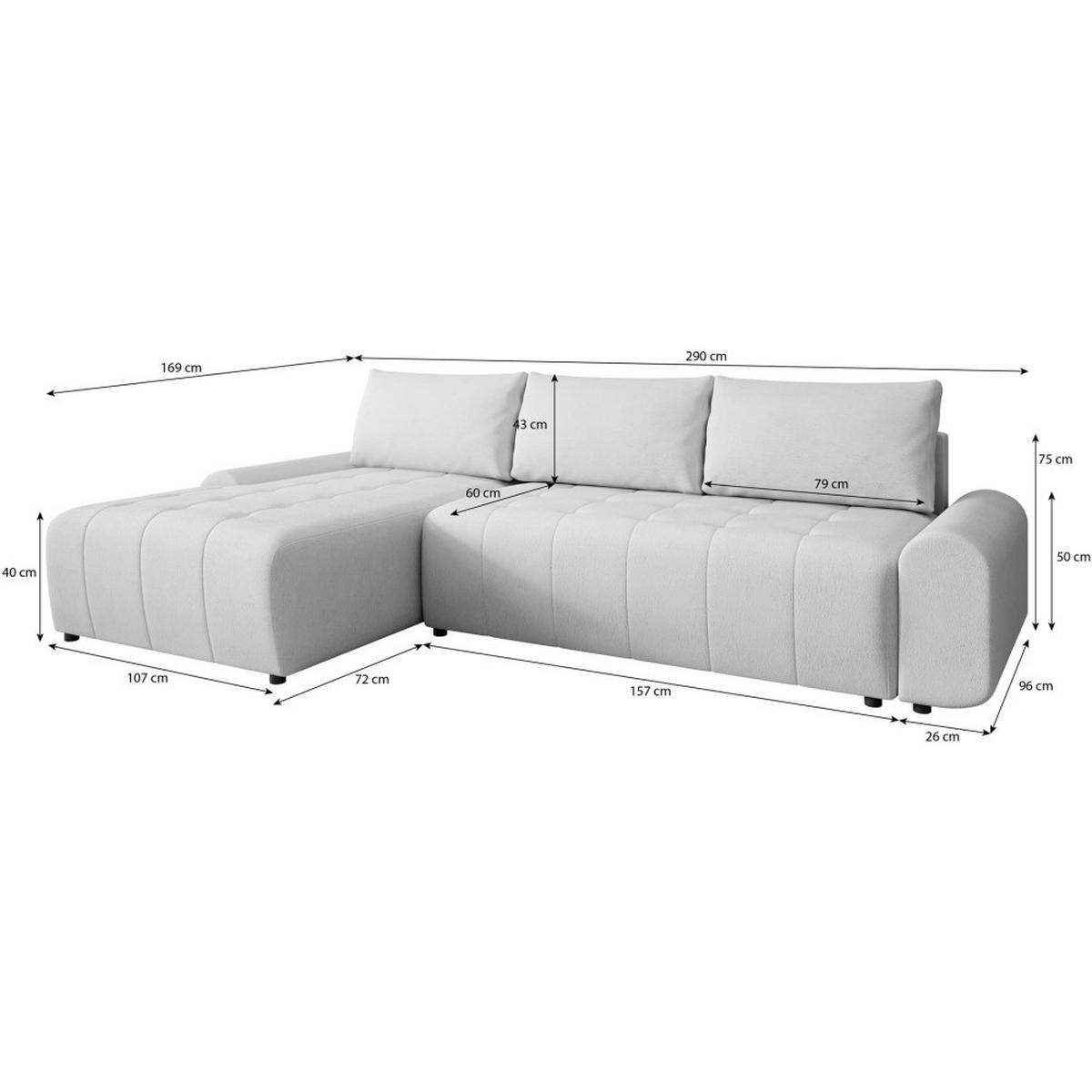 ECKSCHLAFSOFA Costa L dunkelgrau links - Dunkelgrau/Schwarz, Kunststoff/Textil (290/169cm) - Beautysofa