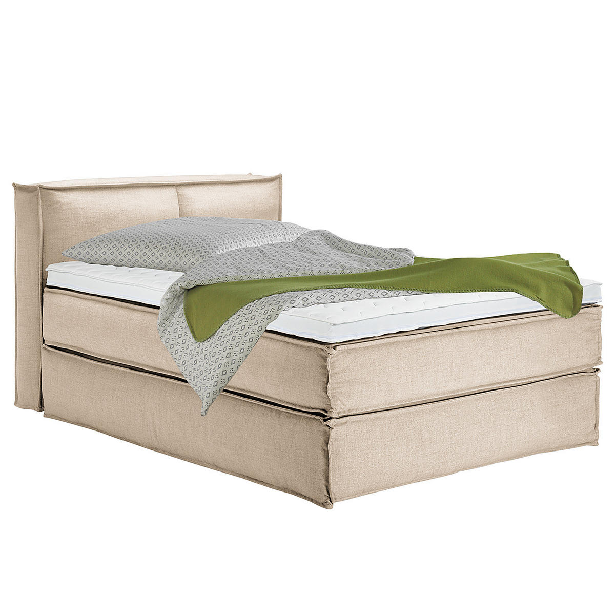 BOXSPRINGBETT mit Kopfteil - Premium - Beige, Textil (140/200cm) - home24