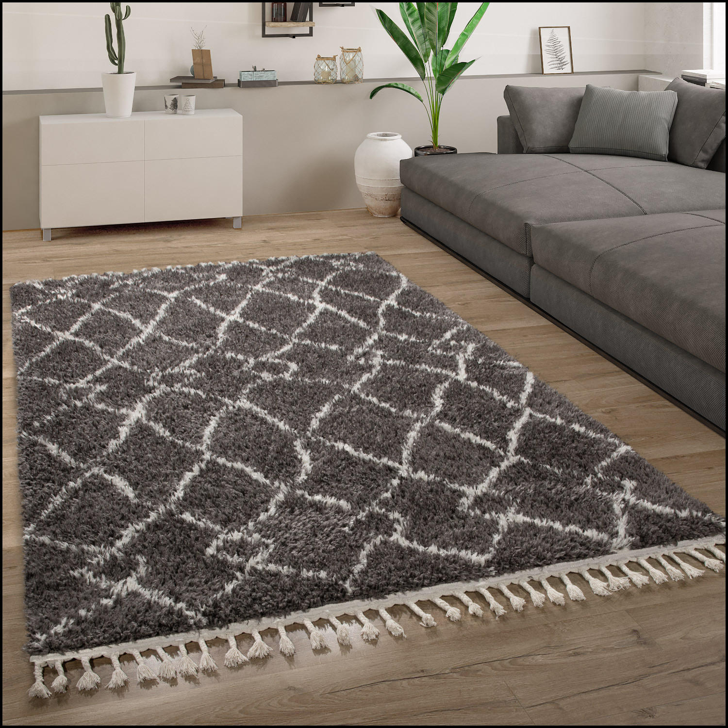 HOCHFLORTEPPICH 120/170 cm Orebro 170 - Anthrazit, Textil (120/170cm) - Paco Home