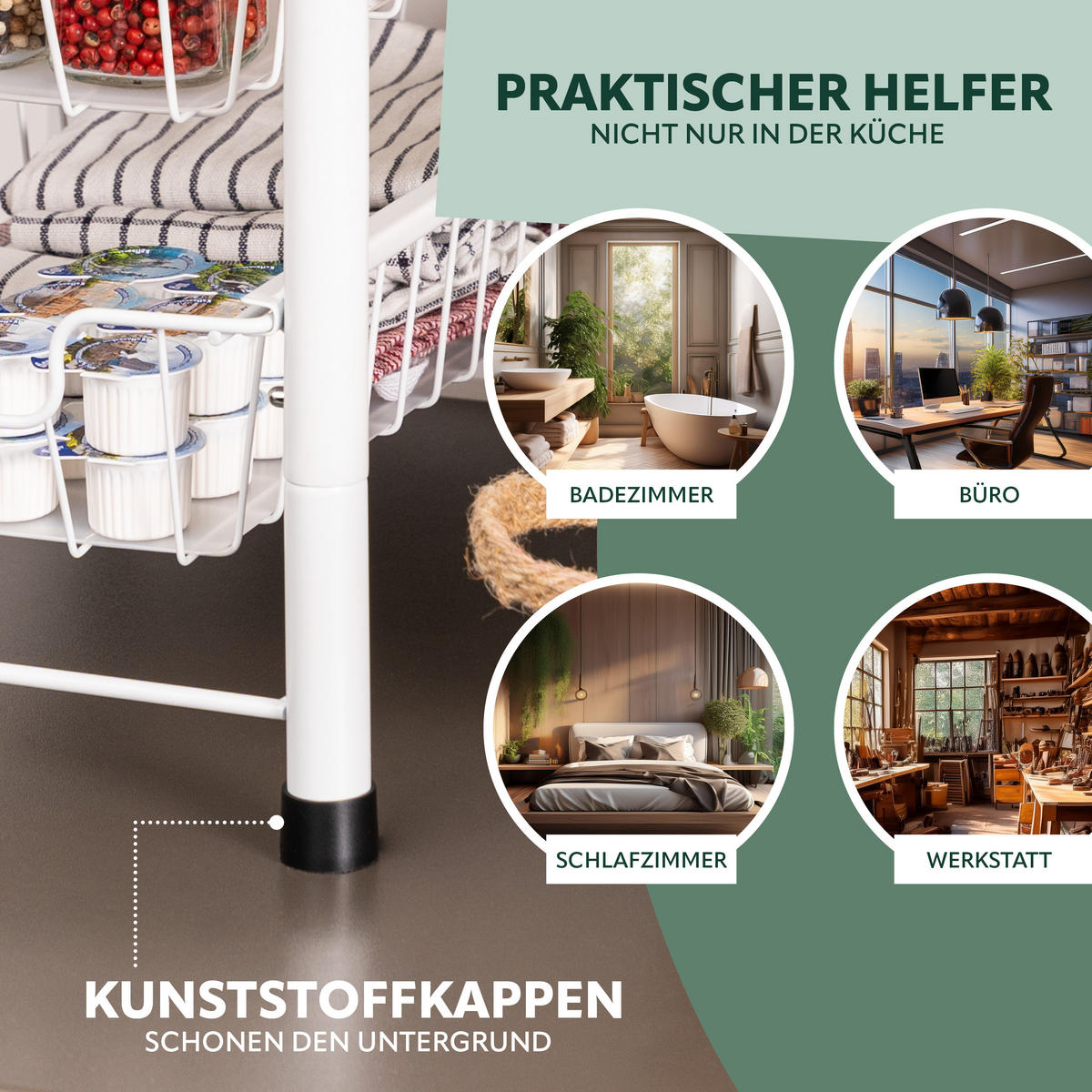 SCHUBLADENREGAL, weiß, Metall, Kunststoff - Weiß, Metall (27.5/31/42.5cm) - bremermann