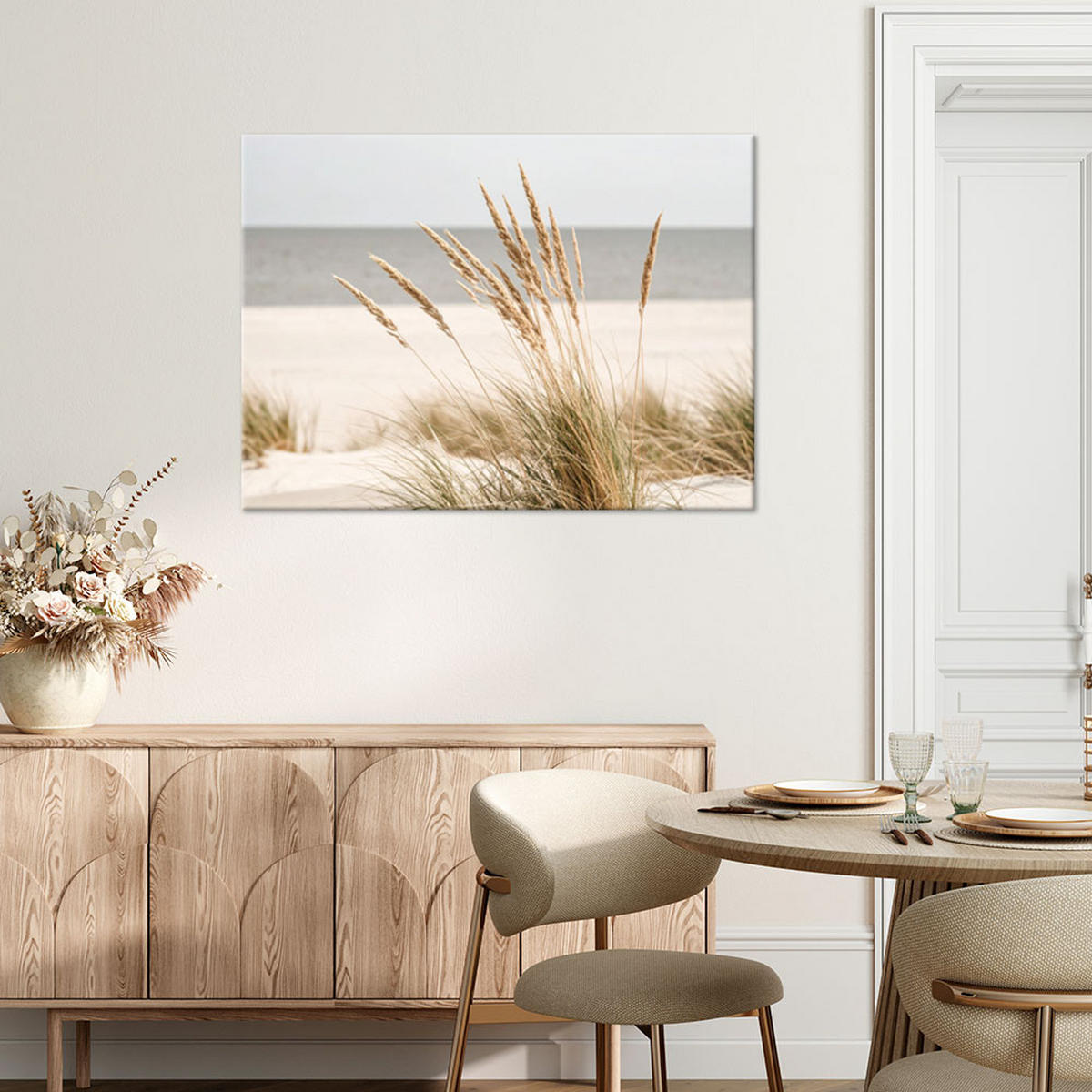 LEINWANDBILD Strand Meer Pflanzen Natur Beige 60x40cm - Beige, Textil (60/40cm) - Feeby