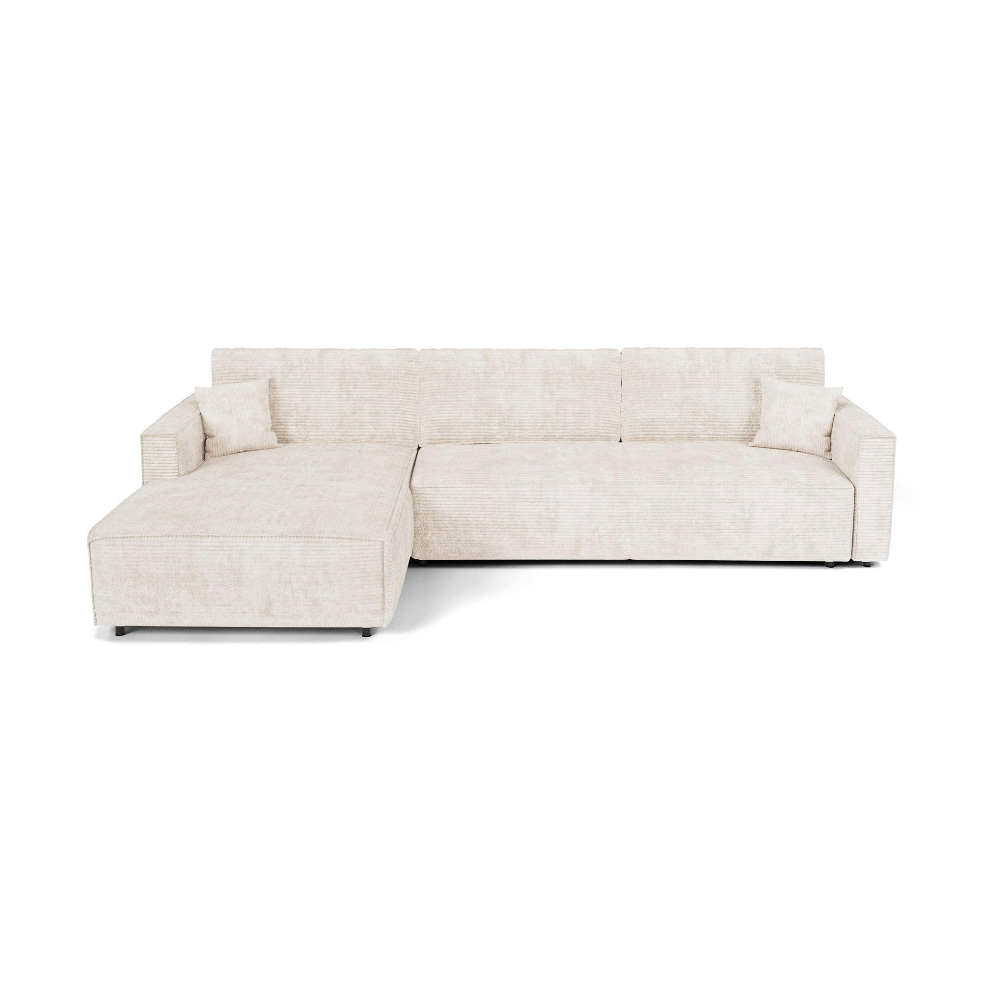LINKSECK-SCHLAFSOFA mit Stauraum Cord Creme 297cm - Creme, Textil (297/167cm) - Premium Interiors