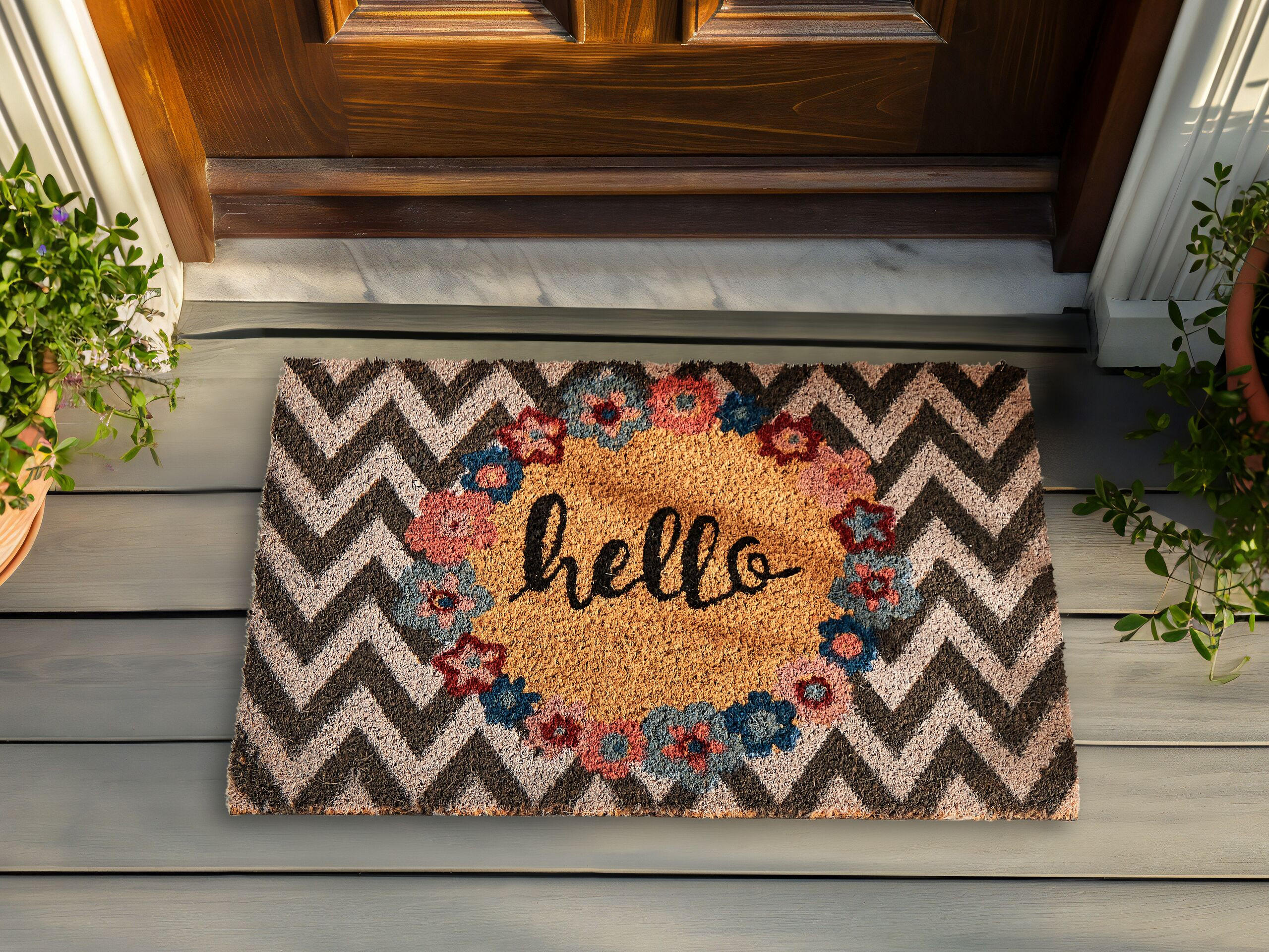 FUSSMATTE Bunt 40/60 cm Schriftzug Kokosfasern Tahan - Multicolor, Naturmaterialen (40/60cm) - Beliani