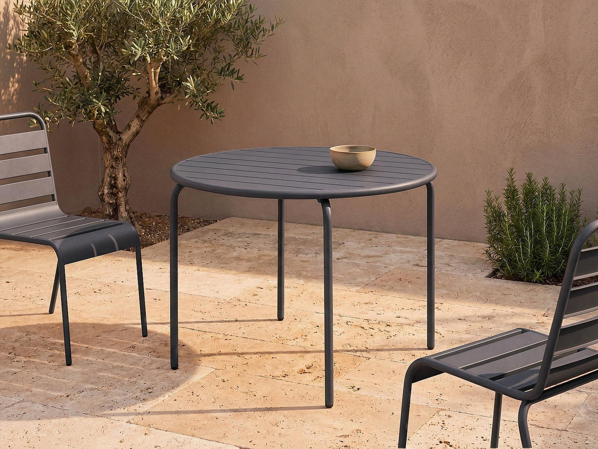 GARTENTISCH - 4 Personen - metall - anthrazitgrau Mirmande - Anthrazit, Metall (110/110/74cm) - Vente-Unique