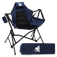 CAMPINGSTUHL faltbar Schaukelstuhl bis 150 kg Angelstuhl Outdoor Blau mit Stahlgestell - Blau, Textil/Metall (105/107/82cm) - ECD-Germany