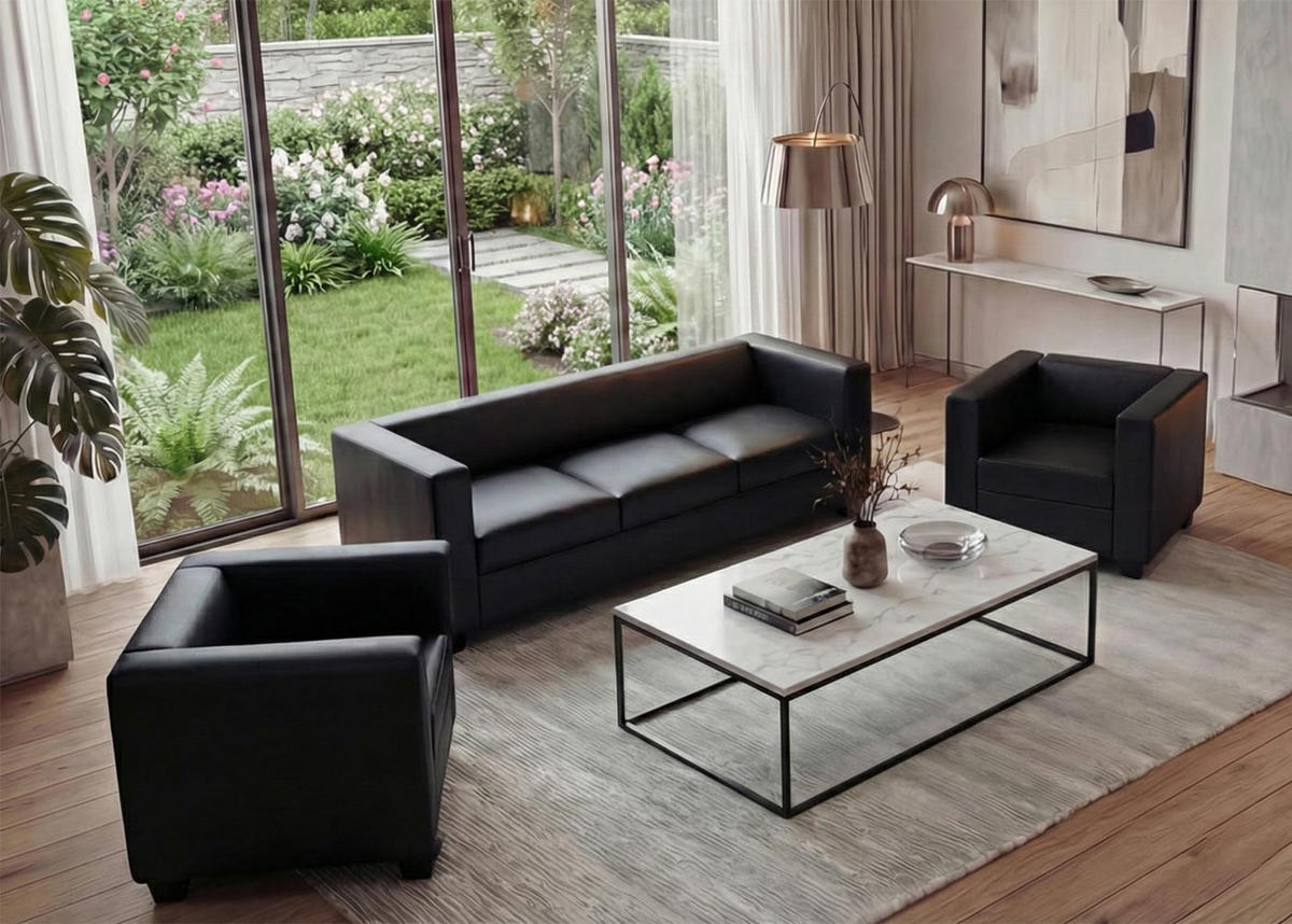 SOFAGARNITUR Schwarz - Schwarz, Textil (450/70/200cm) - MCW