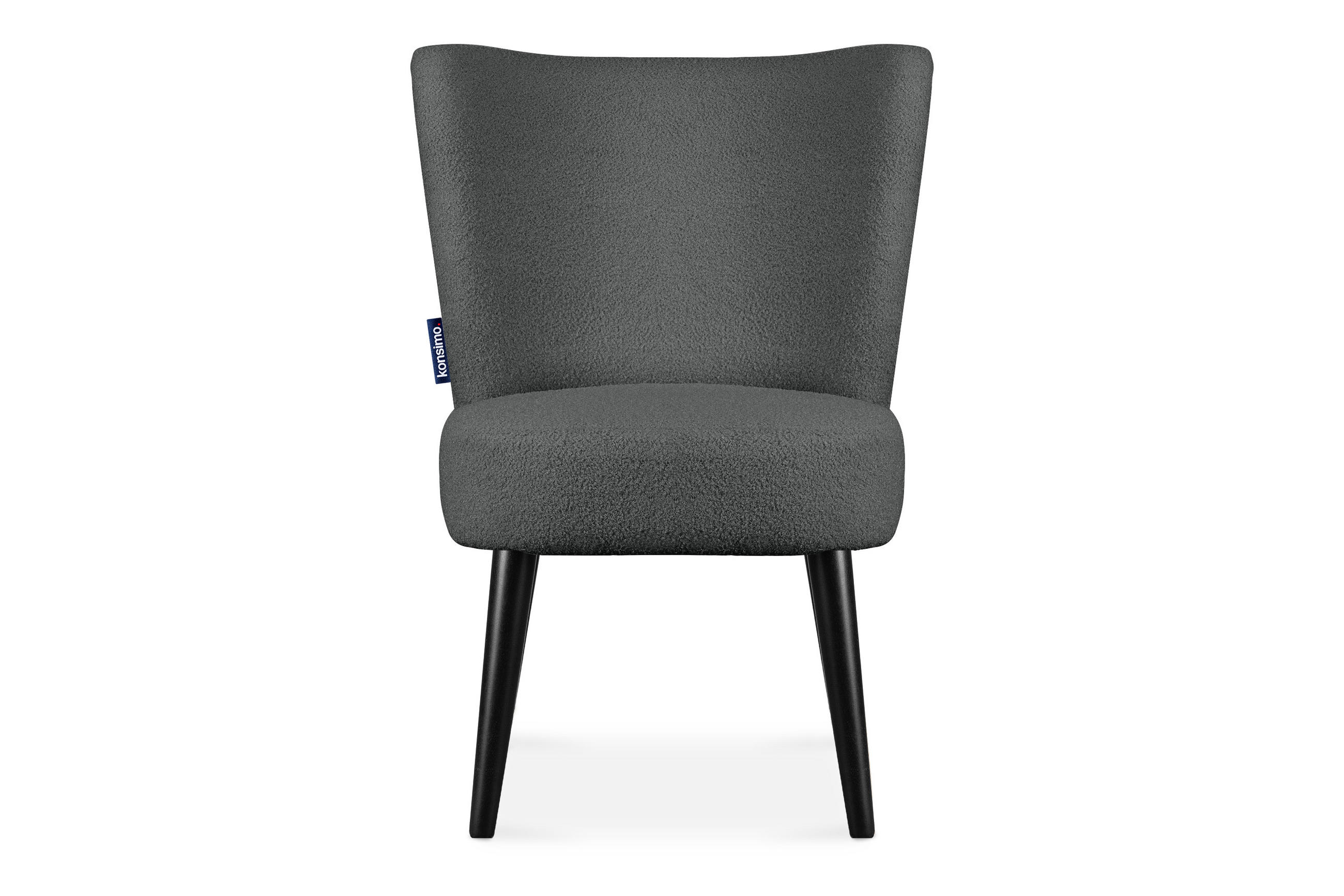 COCKTAILSESSEL APPA uf hohen schwarz lackierten Beinen aus Buchenholz, aus recyceltem Boucle-Stoff, Dunkelgrau/Schwarz - Dunkelgrau/Schwarz, Holz/Textil (63/89/65cm) - KONSIMO®
