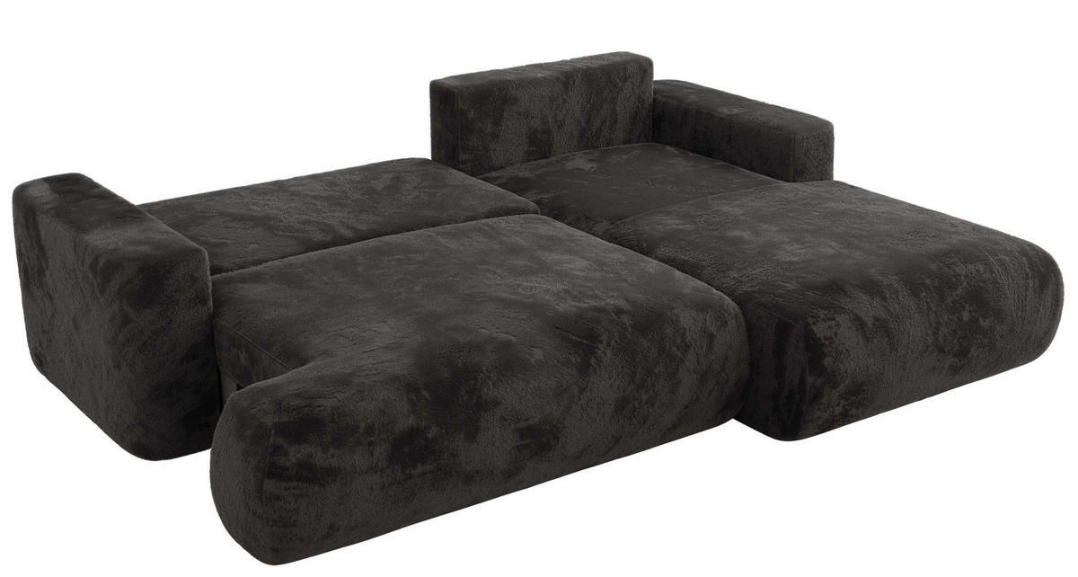 ECKSOFA OVO L Dunkelgrau Plüsch - Rechts Seite - Dunkelgrau/Schwarz, Kunststoff/Textil (195/271cm) - MKS