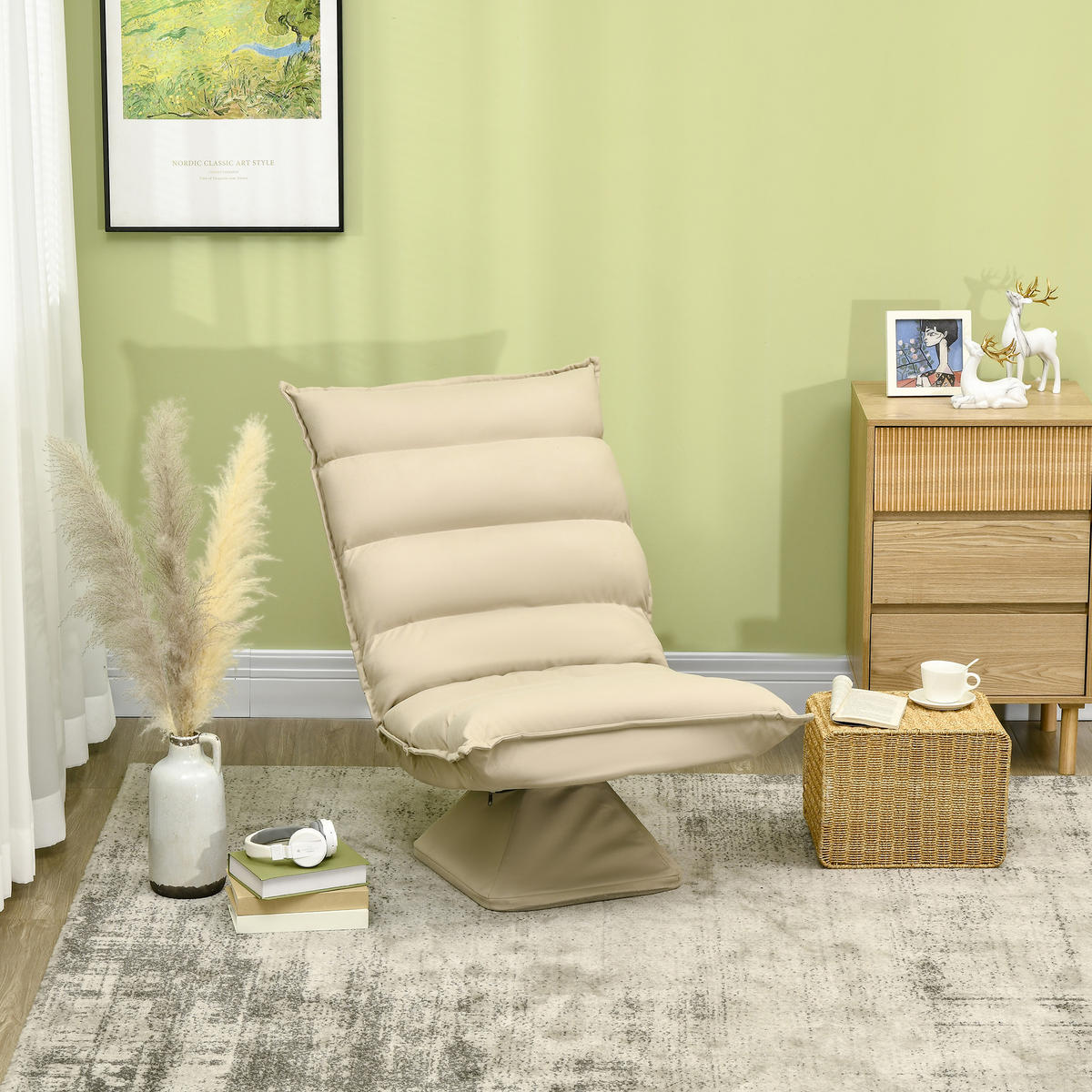 RELAXSESSEL Mikrofaserbezug Beige - Beige, Metall (70/95/62cm) - HOMCOM