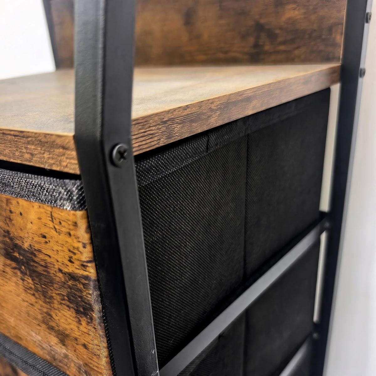 KOMODA vintage smeđa crna 5 ladica 110x40x29 cm - smeđa, drvni materijal/metal (40/110/29cm) - Relaxdays