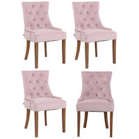 WOHNZIMMERSTUHL 4er Set Samt pink - Pink/Naturfarben, Holz/Textil (55/92/58cm) - CLP