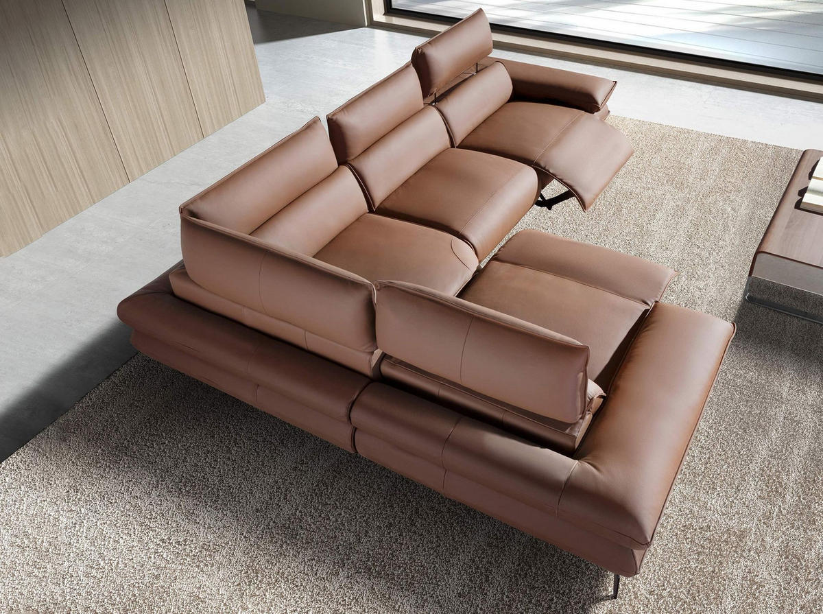 ECKSOFA Modulares Relax-Ecksofa aus braunem Leder 321/241/90 cm - Schwarz/Braun, Leder/Metall (321/241cm) - ANGEL CERDA