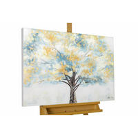 ACRYLBILD HANDGEMALT 100/75 cm - Türkis/Goldfarben, Holz/Textil (100/75cm) - KUNSTLOFT