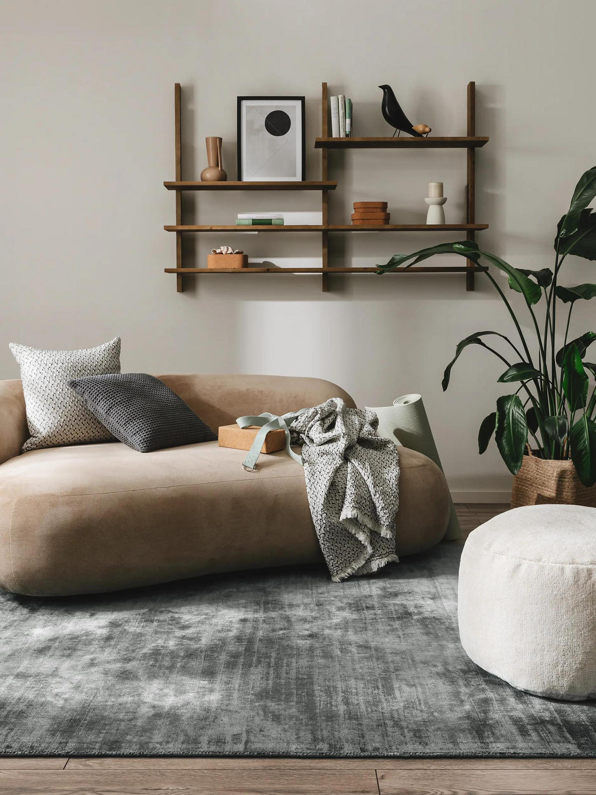 VISKOSETEPPICH Nova Dunkelgrau 120x170 cm - Dunkelgrau, Textil (120/170cm) - benuta Pure