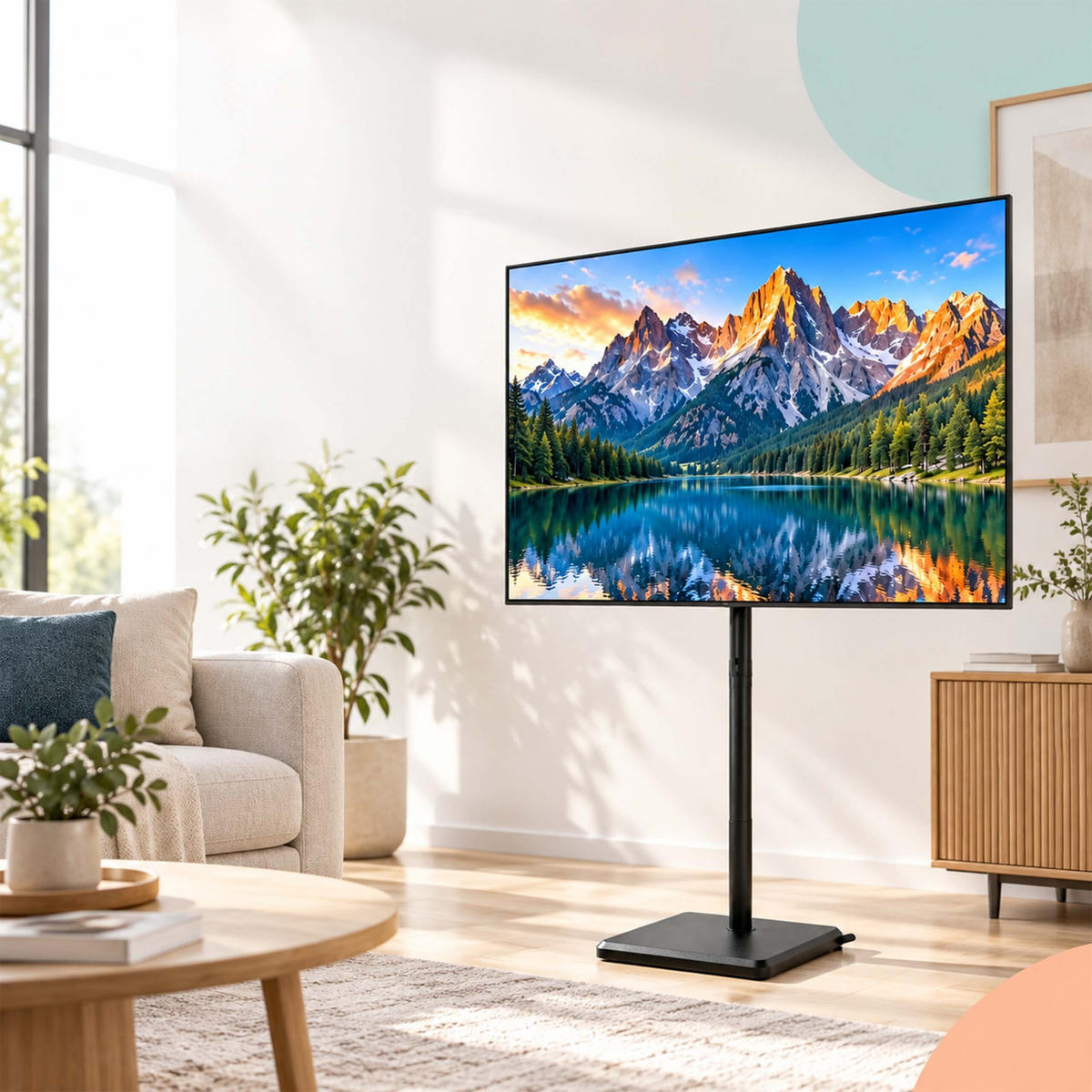 SUPORT TV Negru reglabil pe înălțime 32 până la 60 inch - negru, compozit lemnos/metal (42.5/139.5/32.5cm) - Relaxdays
