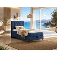 BOXBETT K15 Single SLIM mit Bettkasten & Bonell-Federkern ohne Topper - Dunkelblau, Holz/Textil (200/70cm) - Best For Home