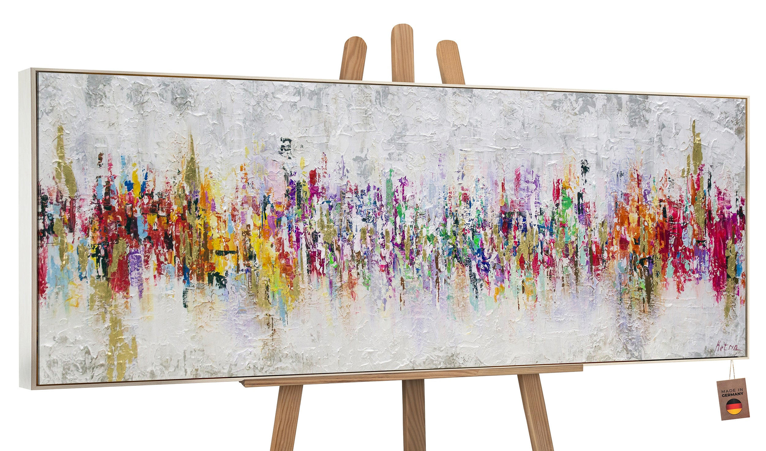 GEMÄLDE Abstraktion II Schattenfugenrahmen beige 180x60 cm - Beige, Holz (180/60cm) - YS-art gallery