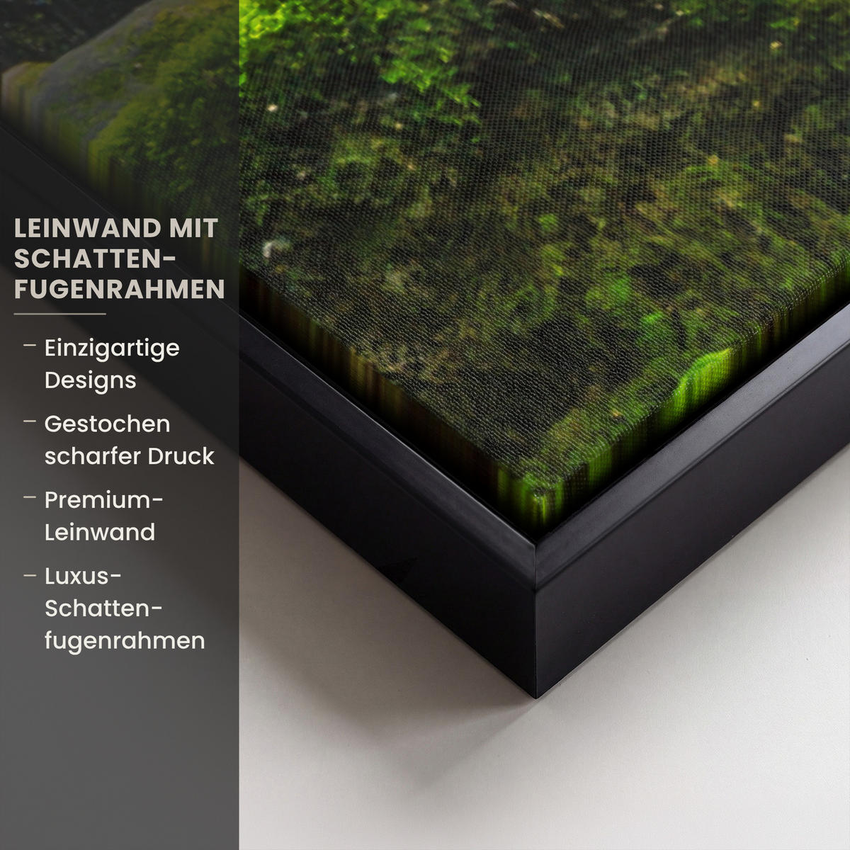 LEINWAND Bilder mit Rahmen - Dschungel - Wasserfall - Australien - Pflanzen - Natur - 60x90 - Dunkelgrün, Textil (60/90cm) - MuchoWow