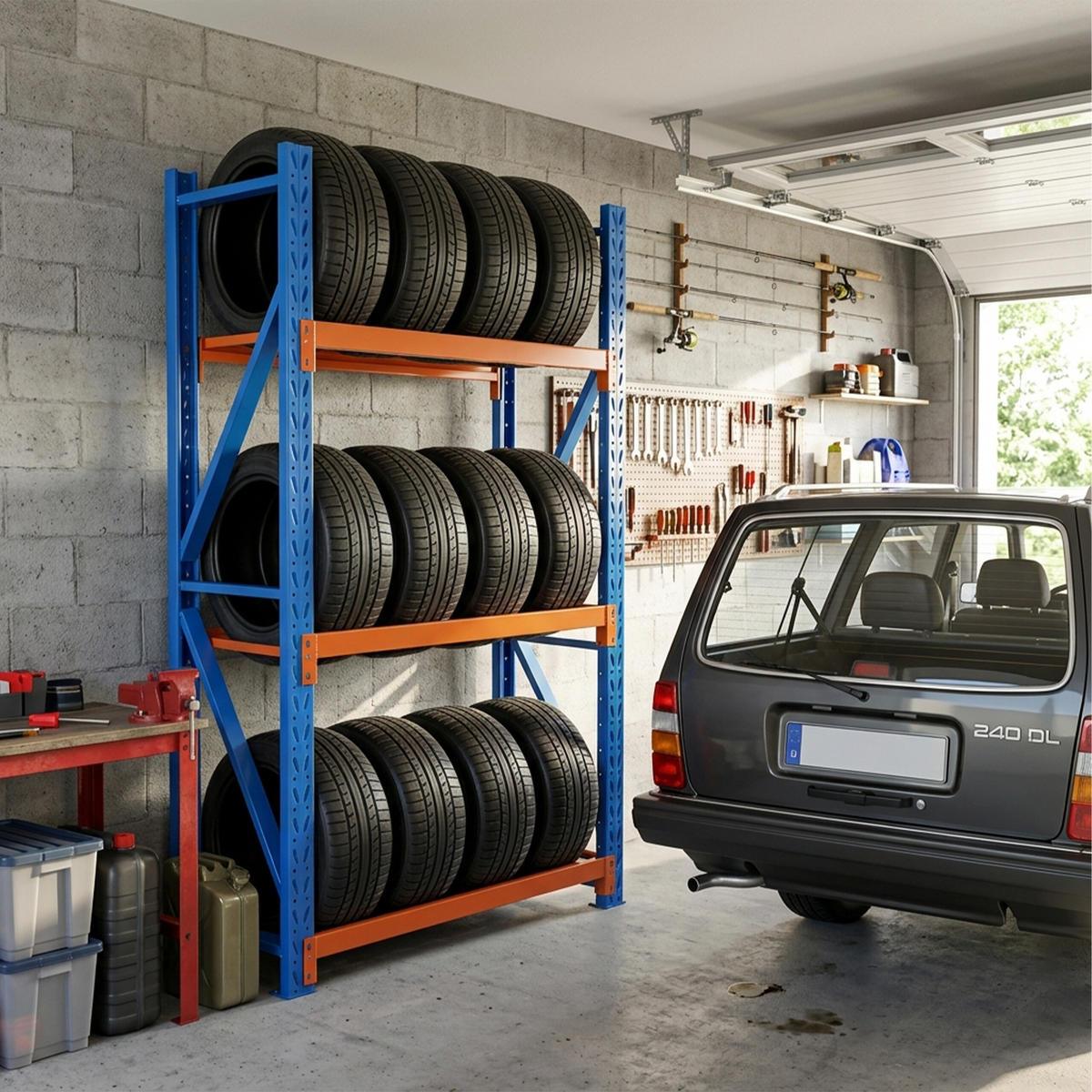 REIFENREGAL - Blau, Metall (120/180/50cm) - Relaxdays