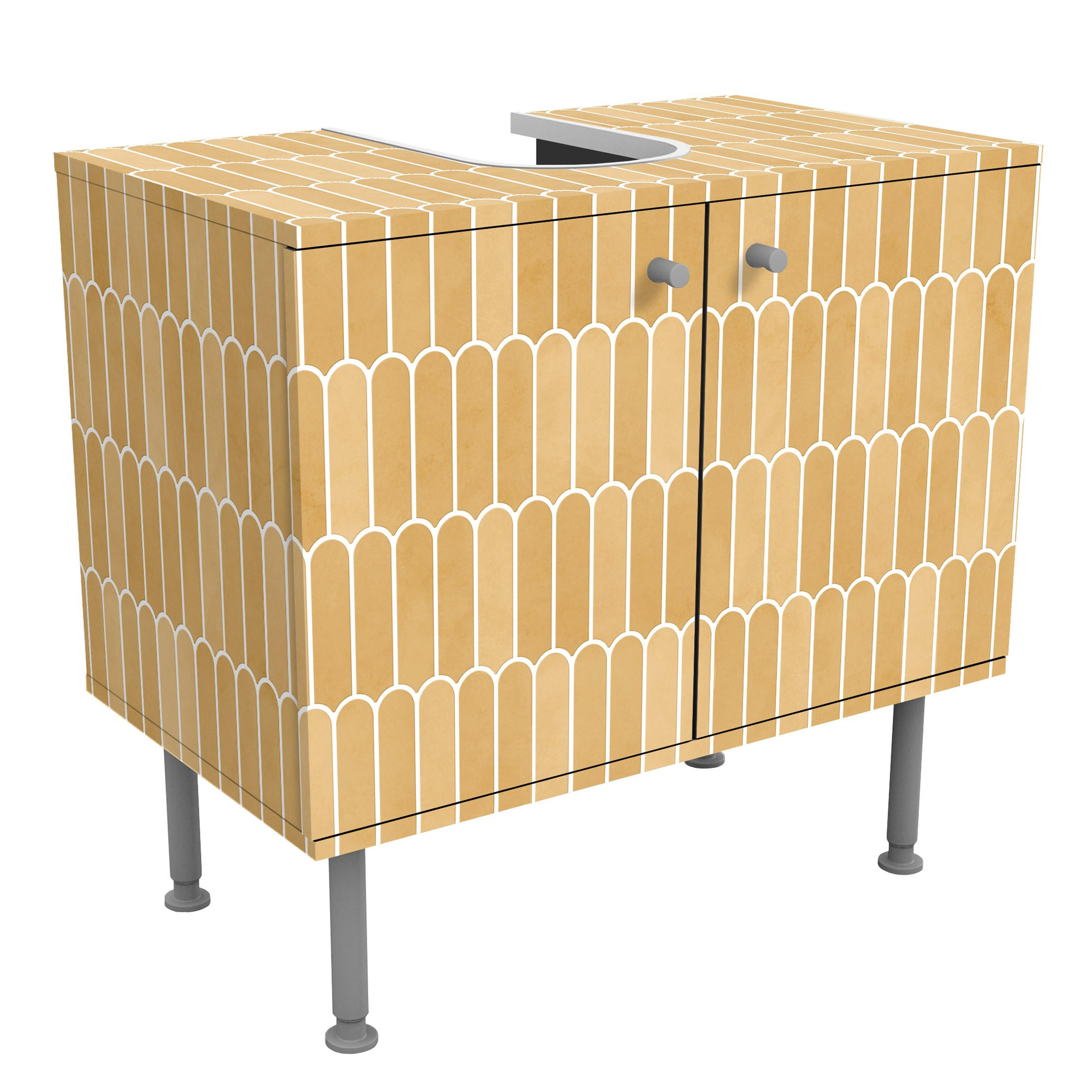 WASCHBECKENUNTERSCHRANK Fischschuppen Fliesen Gelb 60/55/35 cm - Gelb, Holzwerkstoff (60/55/35cm) - Bilderwelten