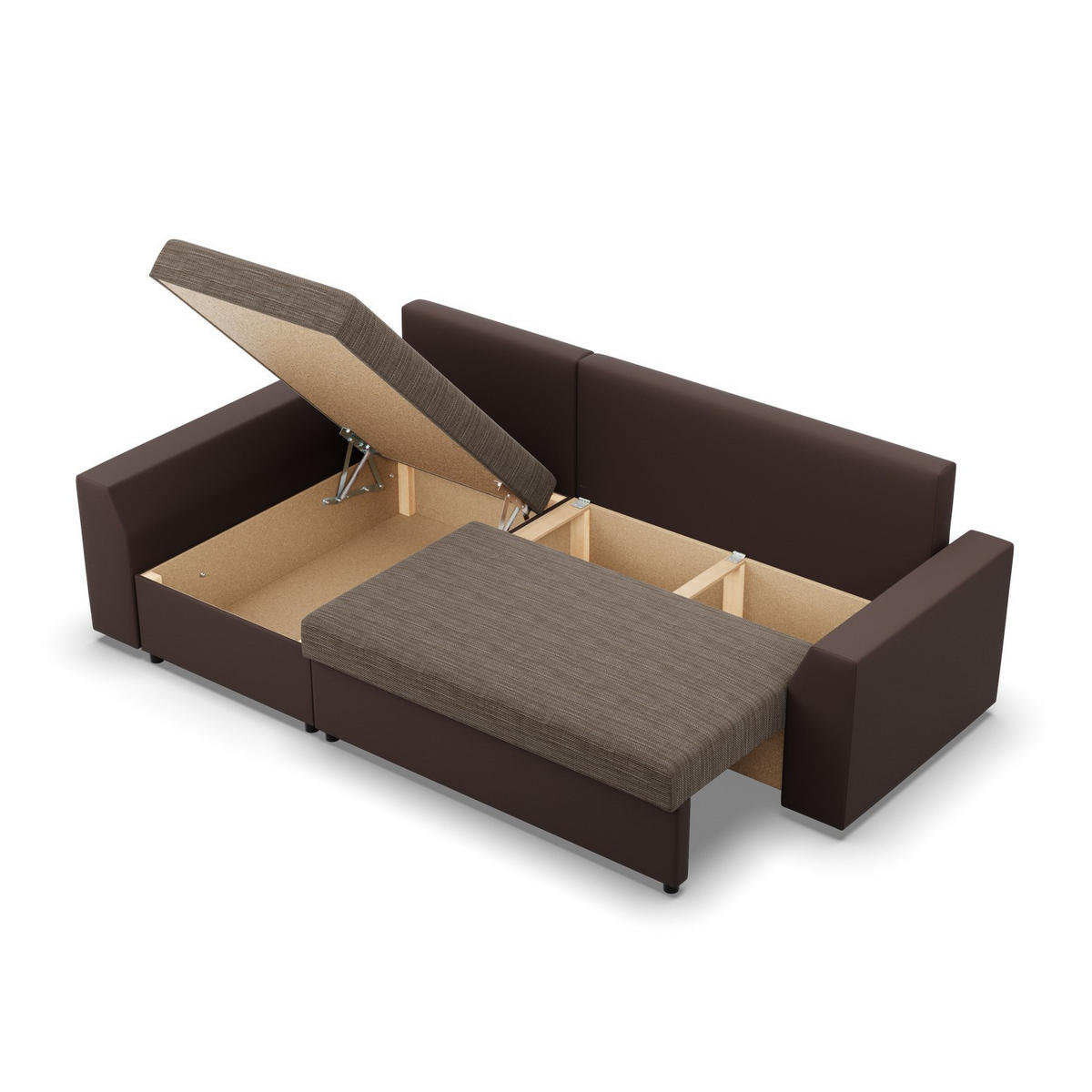 ECKSOFA MIT SCHLAFFUNKTION LUGO BONELL Braun - Braun, Textil (140/243cm) - Mebligo