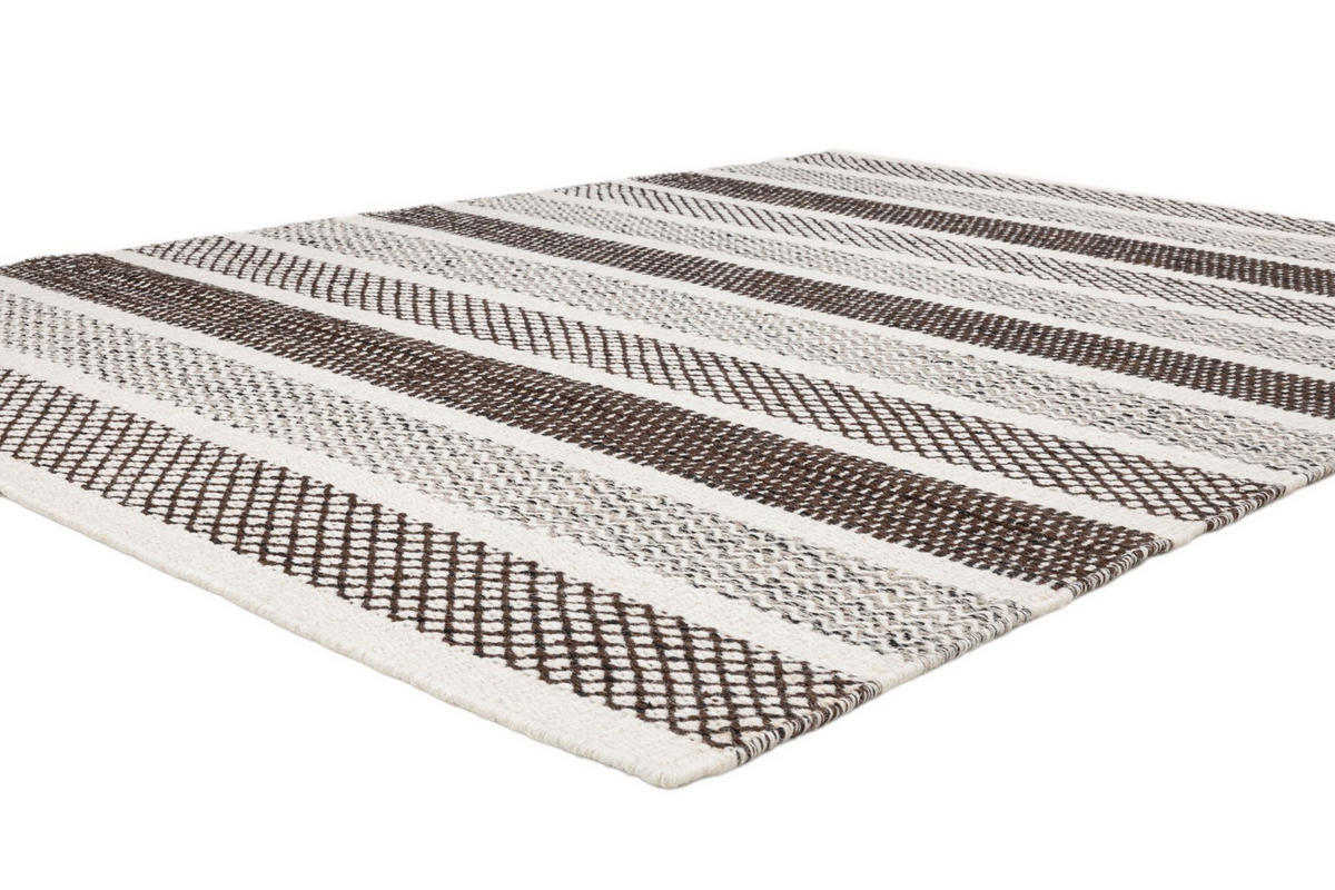 HANDWEBTEPPICH 2-Seitiger Skandi, modern 65x130 cm - Grau, Textil (65/130cm) - Rug and Roll