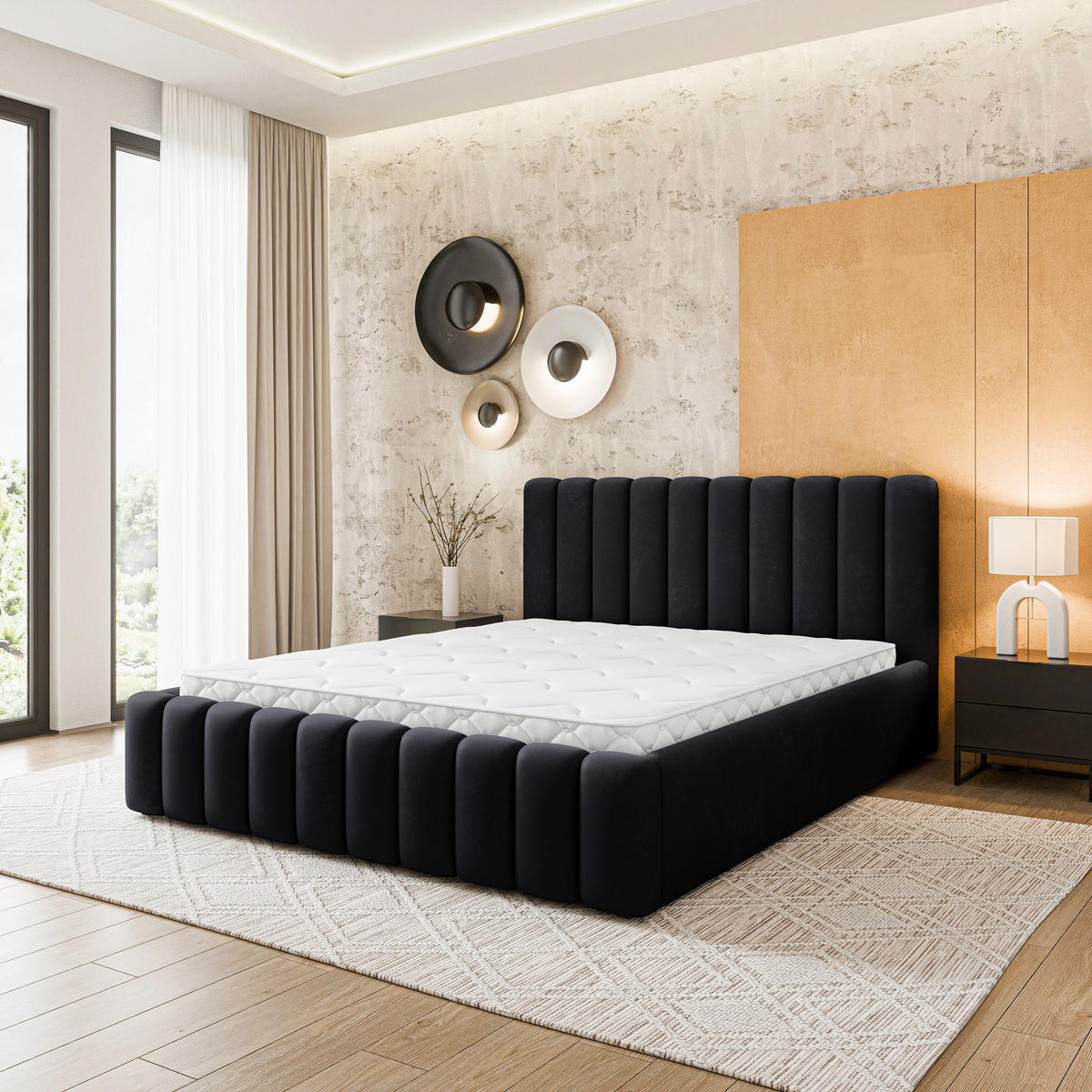 ČALOUNĚNÁ Postel DINESE 120x200 cm Černá - černá, kompozitní dřevo/textil (120/200cm) - MASSENO