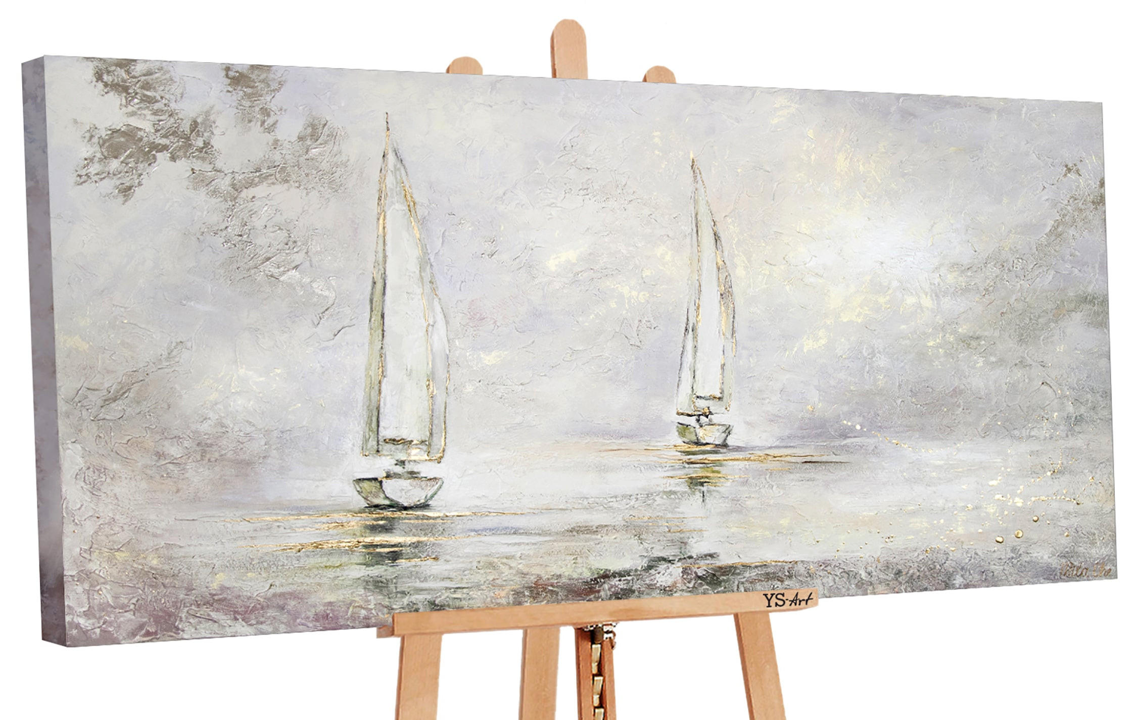 GEMÄLDE Morgendämmerung auf Keilrahmen 100x50 cm - Ecru, Holz (100/50cm) - YS-art gallery