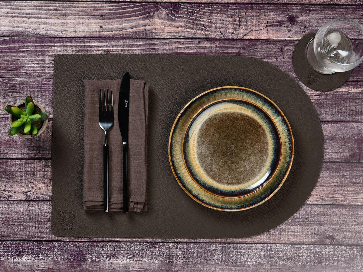 UNTERSETZER - 6er-Set - Recyceltes Leder in Orange und Schokolade - Orange, Textil (10/10cm) - Björn