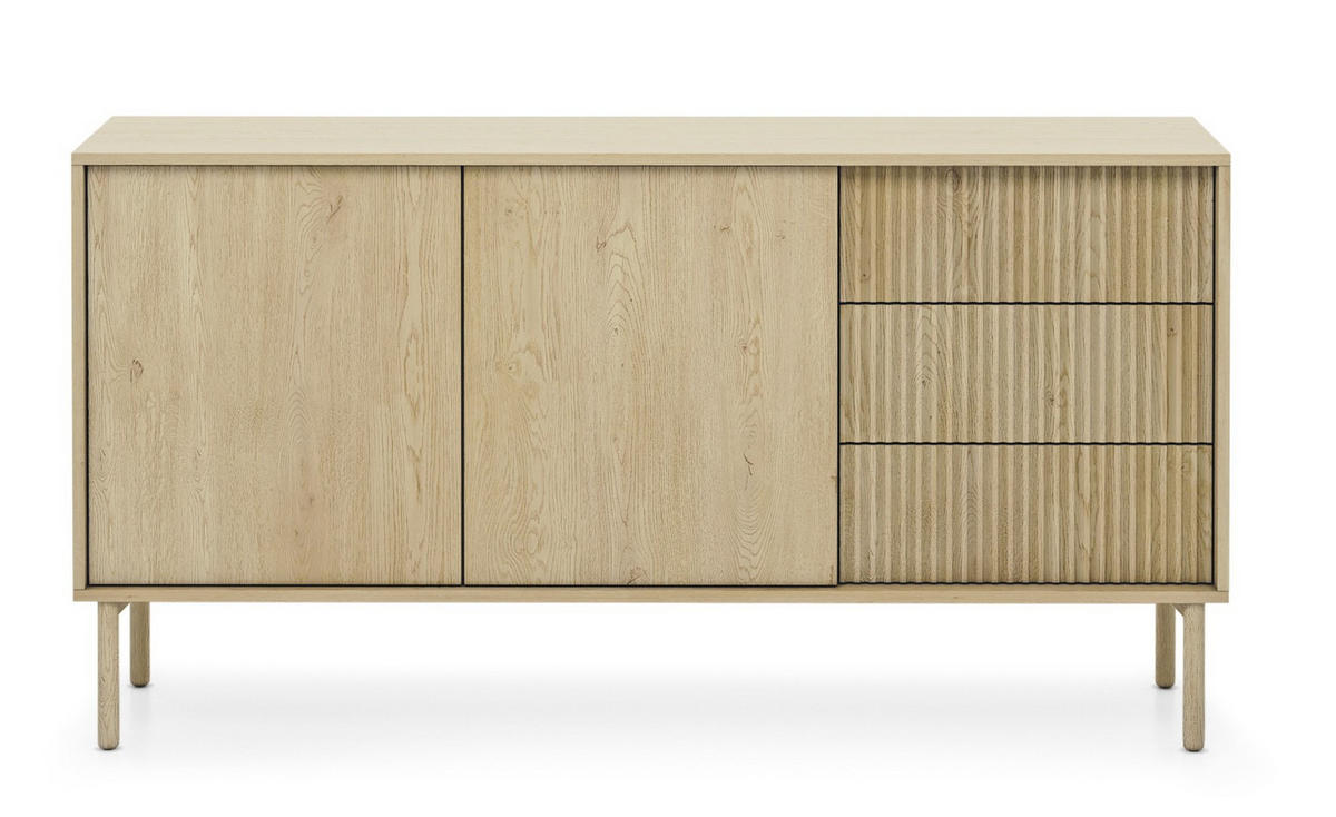 KOMMODE Weiß AVO Gerillt Niedrig 153 cm - Gelb, Holz (153.5/79.8/39.5cm) - Sepro Meble