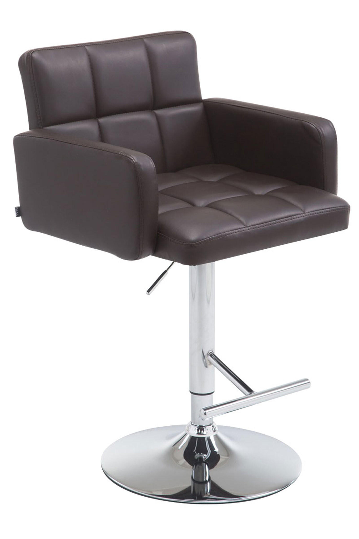 BARHOCKER Lausanne, Gestell Metall in Chromoptik, Kunstleder Braun - Chromfarben/Braun, Kunststoff/Textil (60/100/56cm) - TPFLiving