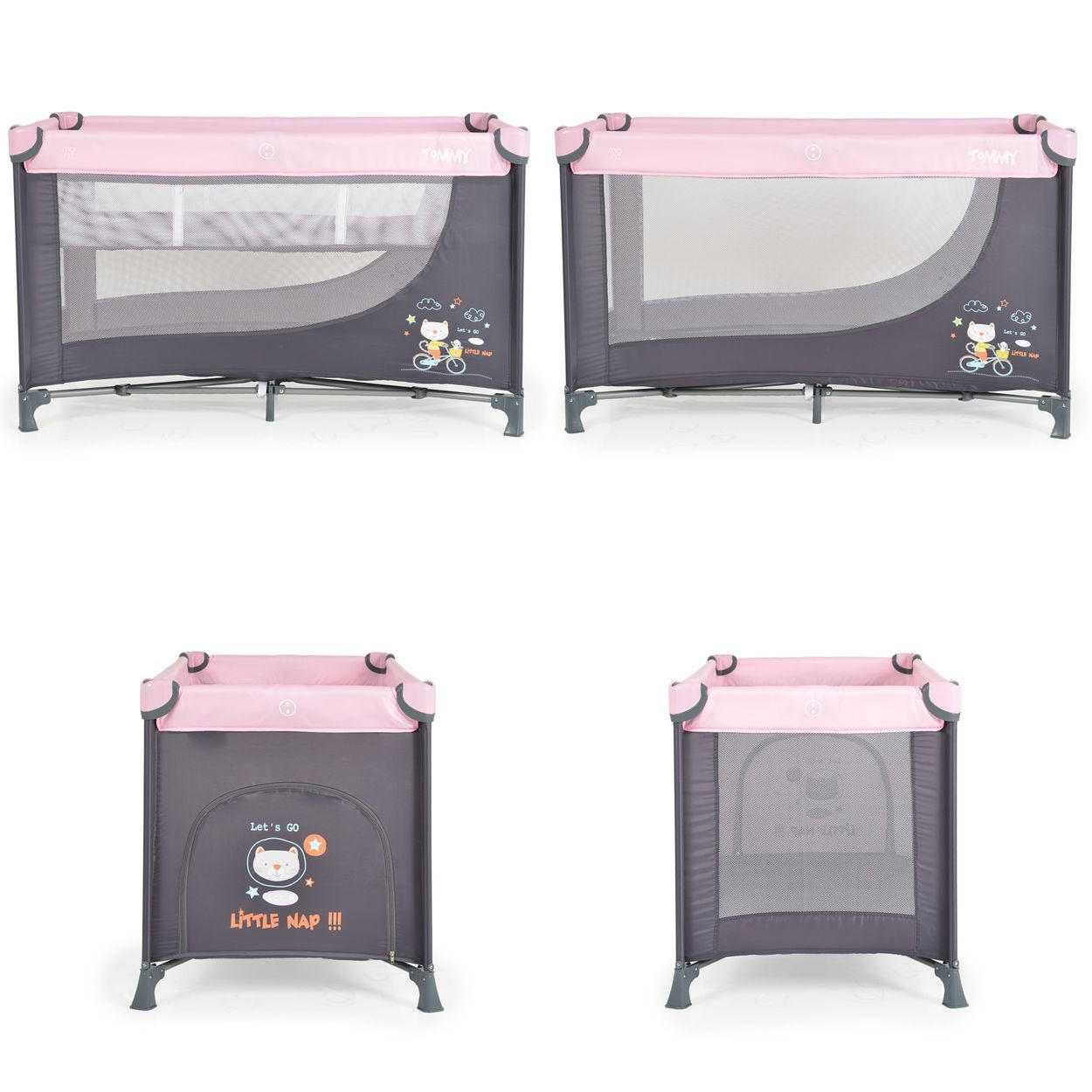 REISEBETT Tommy, 2 Ebenen rosa Faltmatratze Seiteneingang Tragetasche Laufstall - Rosa, Kunststoff (60/120cm) - Moni
