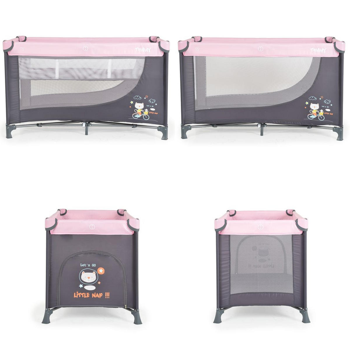 REISEBETT Tommy, 2 Ebenen rosa Faltmatratze Seiteneingang Tragetasche Laufstall - Rosa, Kunststoff (60/120cm) - Moni