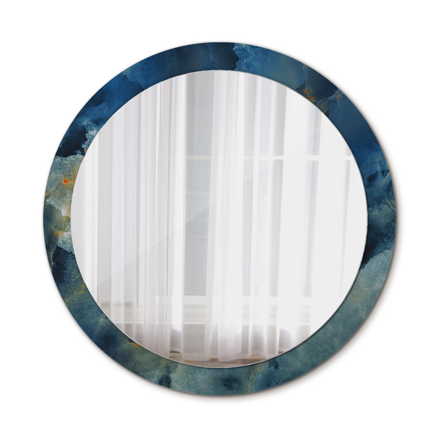SPIEGEL Ø90 cm Rund mit Aufdruck - Blau, Glas (90/90/0.4cm) - TULUP