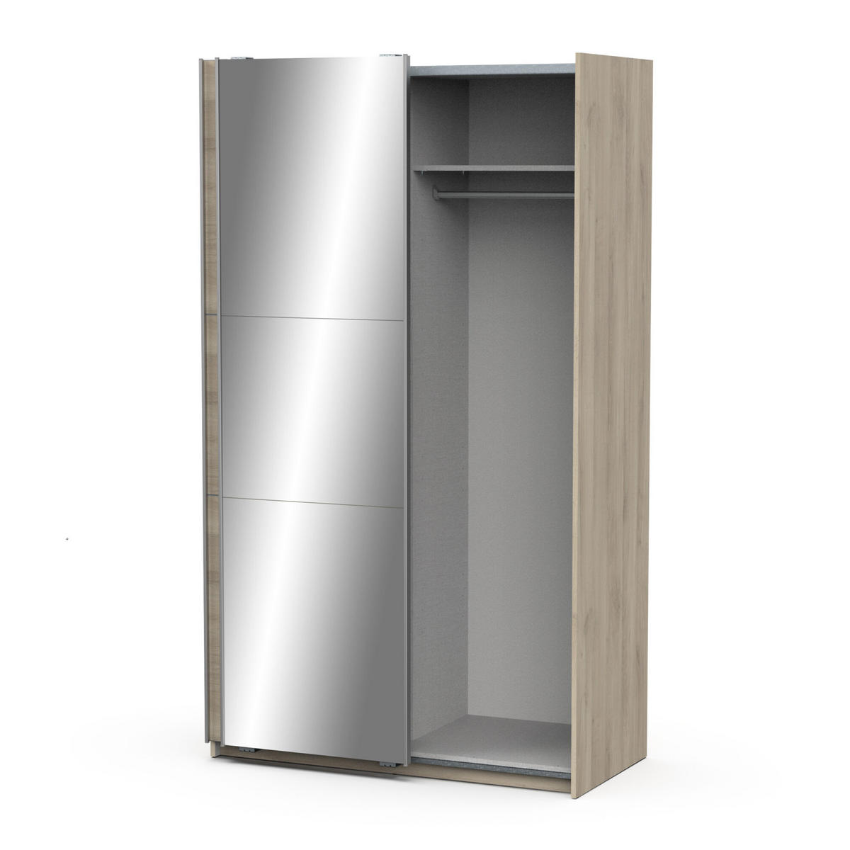 SCHRANK, 2 Schiebetüren mit Spiegel - GHOST - Eiche - 116,5 x 59,8 x 203 cm - Beige, Holz (59.8/203/116.5cm) - Demeyere